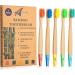 Bamboo toothbrushes for adults-BPA-free medium bristle-environmentally friendly-biodegradable handle-plastic-free packaging-family pack with 5 natural bamboo toothbrushes rainbow colors