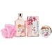 Cherry Blossom Spa Set for Women - Shower Gel, Bath Salts, Body Cream, with Shea Butter & Vitamin E - Relaxation Gift Basket - Buy Online on GoSupps.com