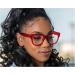 Shop Bold Frame Oversized Blue Light Glasses for Women - Stylish Round Computer Frames in Red | International Shipping - Buy Online on GoSupps.com