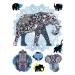 Supperb Temporary Tattoos - Mandala Elephant Bohemian Yoga Meditation Henna Elephant Head Tattoo (Set of 2)