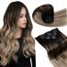 LAAVOO clip in real hair Extensions ombre brown extensions real hair clips 50cm black balayage ash brown medium blonde hair extensions real hair clips twice.