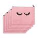 PHOGARY 6PCS Canvas Makeup Pouch, Cosmetic Bag Bulk Travel Make Up Pouch Toiletry Case with Zippered Pocket for Women and Girls (Eyelash Pattern) Pink