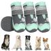 Eyein dog shoes Paw protection 4 pieces breathable dog shoes with a non-slip sole and reflective Velcro fastener for small medium and large dogs outdoor sports green size 2 size 2: width 4.4 cm g-green breath active (4 pieces)