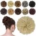 FESHFEN Messy Bun Hair Piece Hair Bun Scrunchies Synthetic Wavy Curly Chignon Ponytail Hair Extensions Thick Updo Hairpieces for Women Girls Kids 1PCS Light Bleach Blonde 38 g (Pack of 1) 613# Light Bleach Blonde