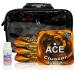 Cluster Flux |Ace Pro Cornhole Bags + Pro Kits |Cluster Pad Technology |Dual Sided Slick Stick All Weather |Optional Bag Break in and Carrying Case |Set of 4 ACE Pro Bag Kit Orange/evening red in a zigzag pattern (Sunset Chevron)