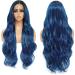 X-TRESS 28 Blue HD Lace Front Wig for Black Women - Long Curly Synthetic Hair Wig with Pre-Plucked Baby Hair (Blue) - Buy Online on GoSupps.com