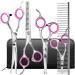 Round Tip Dog Grooming Scissors Kit - Titanium Coated Stainless Steel Set for Small Pet Cat Dog - Thinning/Straight/Curved Shears with Comb and Case in Pink - Buy Online on GoSupps.com