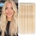 Benehair Clip in Human Hair Extensions Natural Real Hair Clip in 20Inches 50g Hair Extensions Clip In One Piece 5 Clips Human Hair Extension with Clip for Women Blonde Mixed Bleach Blonde #18P613