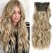 Clip in Hair Extensions - 4Pcs Thick Double Weft Hair 20 Inch Hair Extensions for Women Clip in  Soft Mixed Blonde Hair Extensions Clip ins  Synthetic Soft Hairpieces Extensions for Everyday Wear