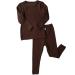 DreamBuy 20 Colours Ribbed Pyjama/Tracksuit/Loungewear Unisex Boys And Girls Pyjamas Baby Clothes Pyjamas For Women And Mens Pyjamas 0-3 Months Chocolate