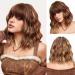 OUFEI Brown Mixed Blonde Wigs for Women Short Wavy Wig With Bangs Natural Synthetic Hair Heat Resistant Wigs for Daily Party Cosplay Wear