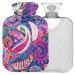 NAANLE hot water bottle with cover colorful paisley flower transparent hot water bottle hot water bottle to relieve back pain hand-footed warmers neck and cold therapy 1 l