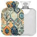 NAANLE hot water bottle with ethno-patchwork printing with reference heat and cold therapy transparent 1 l hot water bottle for bed handfoot warmer pain relief