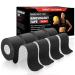 EVERLIT 4-Pack Pre-Cut Elastic Cotton Kinesiology Therapeutic Athletic Sports Tape, for Pain Relief and Support, 80 Precut 10 Strips (Black)