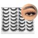 Jiocolor False Eyelashes Fluffy Lashes 15mm Dramatic Long Eyelashes Wispy Natural Look Lashes Soft Faux Mink Eyelashes 3D 6D Lashes 7 Pairs Lashes Fake lashes Pack X23 X23(11mm-17mm)