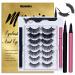 Magic False Eyelashes With Eyeliner Kit,Natural Look False Eyelash Non Magnetic Lashes With 2 In 1 Eyeliner(Black+Clear)