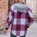 Plaid Hooded Shacket Womens Long Sleeve Plaid Hooded Shirts Flannel Button Down Shacket Drawstring Plaid Jacket Wine#55 XX-Large - Buy Online on GoSupps.com