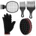 5 Pieces Afro Twist Hair Comb Set Includes Hair Twist Comb Hair Pick Afro Comb Hair Pick Comb Hair Curly Sponge Glove and Twist Wave Barber Tool Twist Wave Curl Brush for Natural Hair (Red Black)
