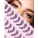 Goddvenus Eyelashes D Curl Russian Strip Lashes Natural Fake Eyelashes Wispy Cat Eye Lashes 10 Pairs 3D Volume Strip Lashes 15 mm Short Reusable Fake Lashes Fluffy Wispy Faux Mink Lashes D-10 pairs natural