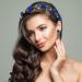 OIIKI Crystal Navy Blue Flower Crown Bridal Headband with Earring - Wedding Hairpiece for Women and Girls - Buy Online on GoSupps.com