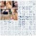 DHAHBHC Semi-permanent Small Hands Temporary Tattoos 50 Sheets 600 Patterns Blue simulation effect Color gradually deepens 2 weeks Lasting Emoji Text Building Jewelry Symbol Plant Insect Flower body stickers
