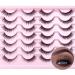 Eyelashes Faux 3D Mink Lashes Cat Eye Lashes Wispy Full Volume Fox Eye Lash Natural Look Lashes Like Lash Extension Lift Effect Lashes Pack 14 Pairs By SQYlashes (cateye)4-13MM 3D natural