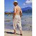 COOFANDY Men's Linen Harem Capri Pants Beige Large - Lightweight Loose 3/4 Shorts for Casual Beach Yoga - Buy Online on GoSupps.com
