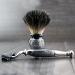 4Pc Men's Shaving Kit - 3 Edge Razor Black Badger Hair Brush Cone Stand - Perfect Gift for Men - Buy Online on GoSupps.com
