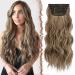 Feshfen clip in extensions 4PCs hair extensions with clips synthetic corrugated hair exension caramel brown mixed with ashblond wavy wavy hair extensions clip in hair part for women 50 cm