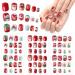 72 Pieces Christmas Kids False Nails Children Press on Fake Nail Full Cover Short Artificial Nail Tips Stick On Nails with Pre-glue for Girls Kids Christmas Nail Art Decoration Style 1
