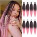 LDMY Pre stretched Braiding Hair Extensions-8pcs/pack Ombre Black to Pink Braiding Hair for Braids 90g/pc BLACK2PINK