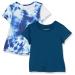 Amazon Essentials Girls and Toddlers' Active Performance Short-Sleeve T-Shirts, Pack of 2 XX-Large Navy, Tie Dye