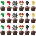 Qttier 24Pcs Black History Month Cupcake Toppers Pre-assembled Black History Month Cupcake Picks for African American History Month Party Decorations Glitter