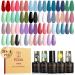 ROSALIND 24PCS Gel Nail Polish with Base Glossy and Matte Gel Top Coat Nail Gel Polish Starter Set For All Seasons Beginner DIY at Home 20color gel polish set 1A 0.17 Fl Oz (Pack of 24)