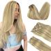 Doores clip in Extensions Real hair light blonde highlights gold blonde 50cm 20 inch 9 pieces 150g remy hair extension real hair straight natural real hair extensions smooth 50cm-15/2 22 light blonde highlights golden blonde