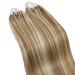 Ugeat Real Hair Microring Extensions 60cm - Blond & Golden Brown Highlights - 50g - #10/613 Micro Bonding Hair Extensions - Buy Online on GoSupps.com