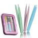Sonnorel Precision Tweezers Set - Piece of 3 Colorful Professional Tweezers - Handy Carry Pouch - Superior Stainless Steel Tweezer Set - Splinters Eyebrows Face or Ingrown Hair