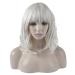 DAOTS 14 Inch Curly Wig with Bangs for Women Heat Resistant Synthetic Hair - Silver White - Buy Online on GoSupps.com