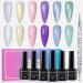 Mizhse gel nail polish set - 6 colors pearl effect uv nail polish set white shimmer gel nail polish set with thread shell yellack uv 10ml uv/led soac off pearl uv gel nail polish set 226