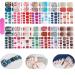 NAIL ANGEL 14pcs Toe Nails Strips Thin Toe Nail Wrap Nail Art Full Cover Sticker Fashion Designs Sticker Easy-Way Summer Beach Holiday Style Pedicure for Women Heart Prints Shapes 10188