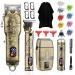 Nose Hair Beard Trimmer for Men Cordless Professional Hair Clippers and Trimmers Set Men's Shavers Foil Electric Razors Haircut Grooming Kit Rechargeable Barber Clippers Set with LCD Display Gold