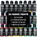 Fabric Paint Set - 24 Colors Bulk Kit for Clothes, Upholstery, Outdoor Cushions, Shoes - Acrylic Fabric Paint in Metallic Gold, White, Red, Yellow, Orange, Pink - Buy Online on GoSupps.com