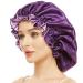 Silk Bonnet for Women  Curly Natural Long Hair Sleep Cap Women Night Extra Large Oversized Silk Bonnet (X-Large  Purple) X-Large Purple