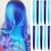 Lskjmo Bright Blue Blue Wig Pieces Colorful Party Highlights Clip in Colored Hair Extensions Multicolors Straight Synthetic Hairpieces for Women Girls Bright Blue Blue