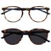 Opulize Met Twin Pack Reading Glasses With Sun Readers Large Round Brown Navy Blue Men Women Spring Hinges RS60-2 +1.50 Brown Tortoiseshell Front Dark Blue Arms +1.50 Dioptres