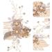 FOMIYES Bridal Hair Comb Flower Wedding Hair Comb Bridal Hair Styling Comb Pearl Bridal Headpiece Golden - Buy Online on GoSupps.com