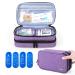 Yarwo Insulin Cooler Travel Case Double-Layer Diabetic Travel Case with 4 Ice Packs Diabetic Supplies Organiser for Insulin Pens Blood Glucose Monitors or Other Diabetes Supplies Purple L (Pack of 1) Purple