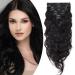 Extensions clip in real hair Double weft hair extension Welly hair parts 8 tresse heat-resistant naturally natural black#1b 20 "(50cm) -255g