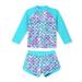 TUONROAD Girls Swimming Costume Toddler Baby Kids Two Piece Long Sleeve Swimsuit UPF 50+ Protection Bathing Suit Swim Set for 4-10 Years 3-4 Years Mermaid