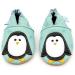 Dotty Fish Soft Leather Baby Shoes | Non-Slip Toddler Shoes | Animal Designs for Boys & Girls | 0-6 Months to 4-5 Years | Minty Blue Penguin - Buy Online on GoSupps.com